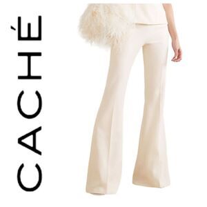 Cache High Rise Cream Flared Pants Size 10 NWT